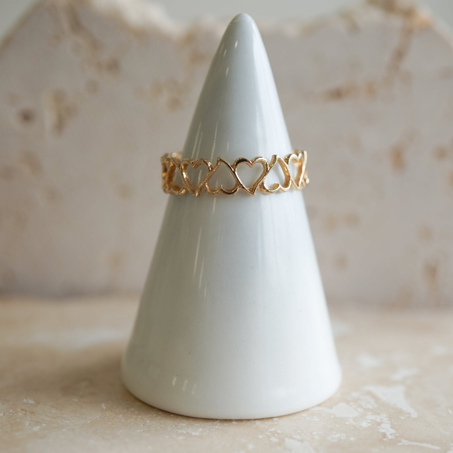 18k Yellow Golden heart Band-15854