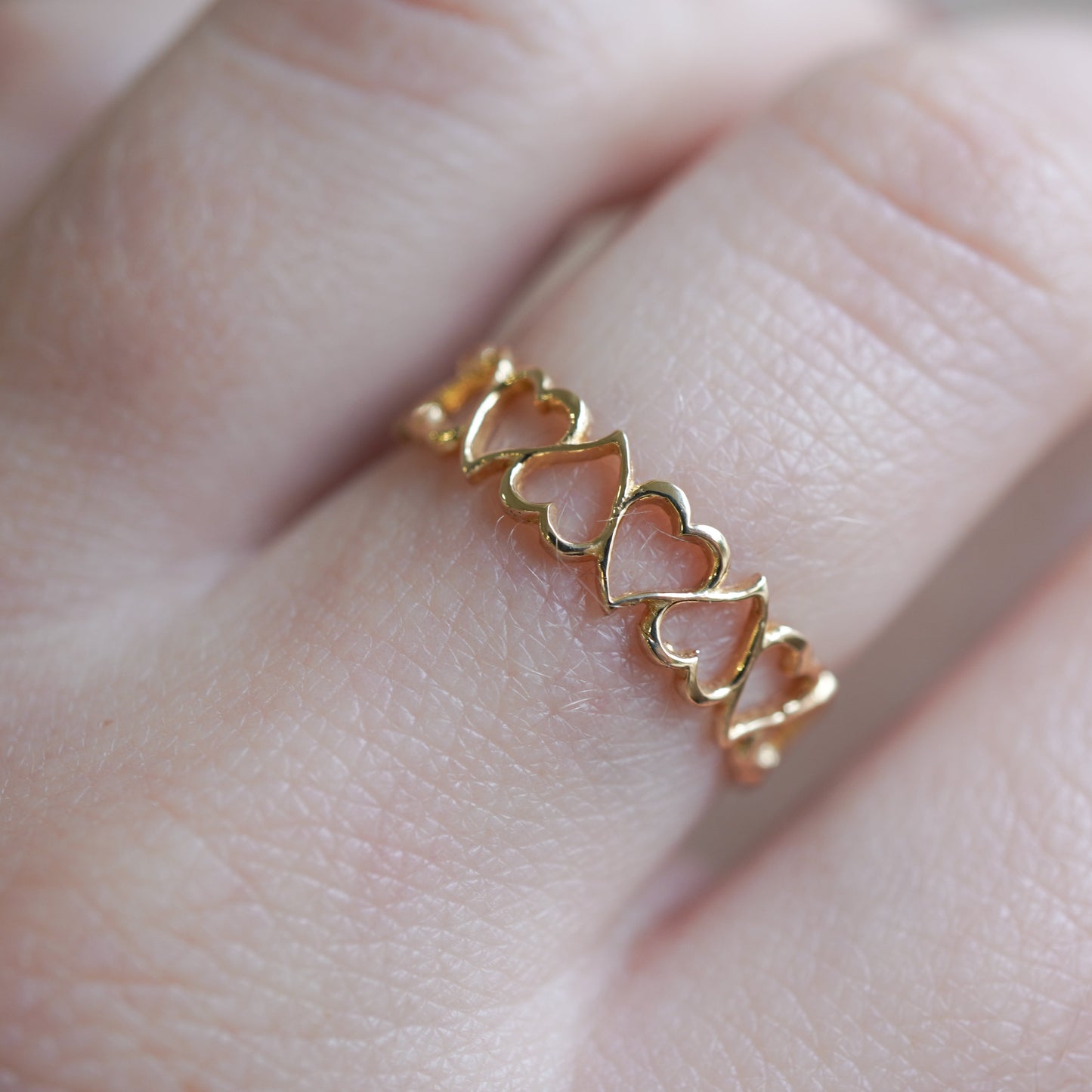 18k Yellow Golden heart Band-15854