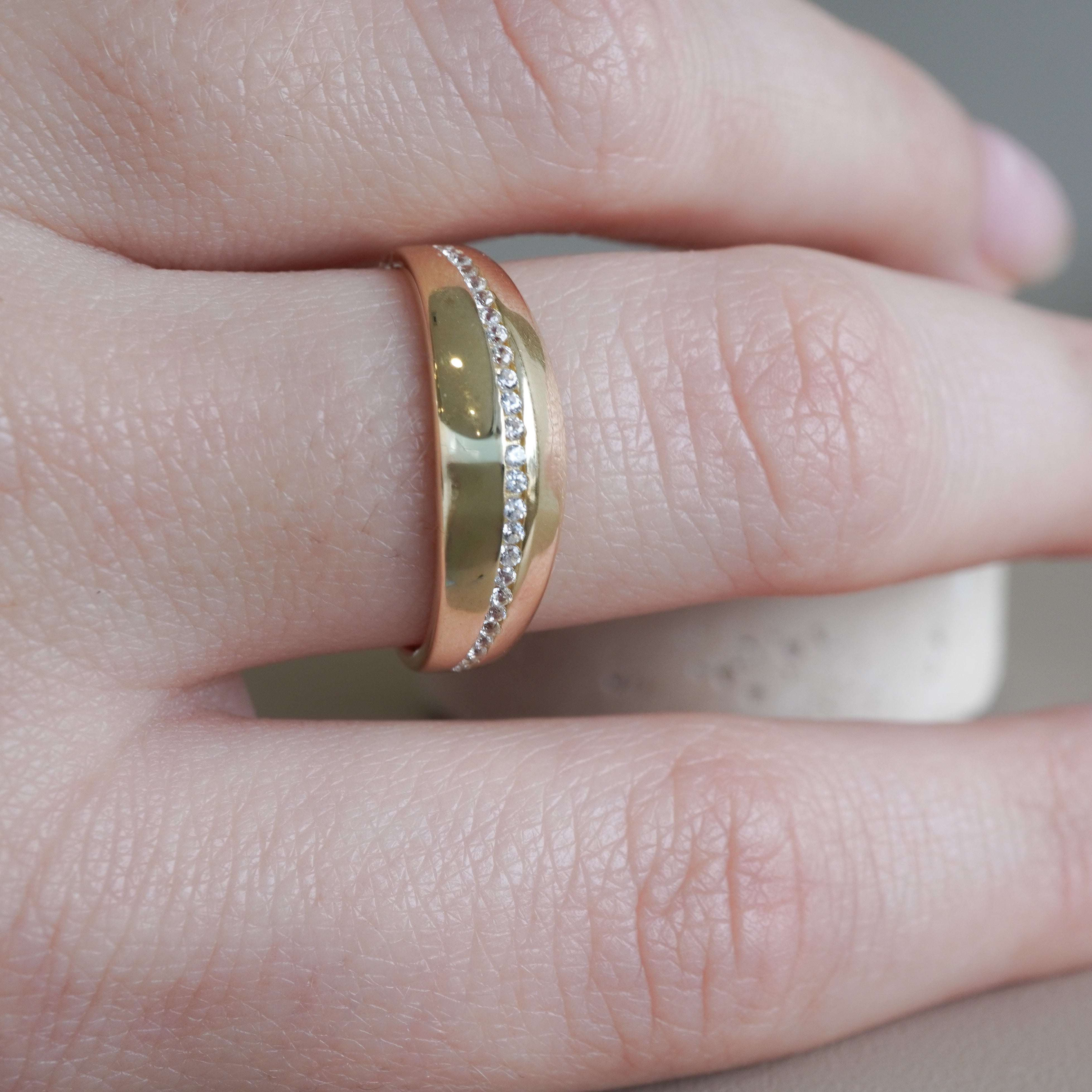 10k Yellow gold band zirconia ring-16117 – Kate Jewelry