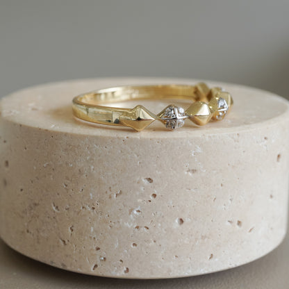 10k Yellow gold solitaire cubic zirconia ring-16131