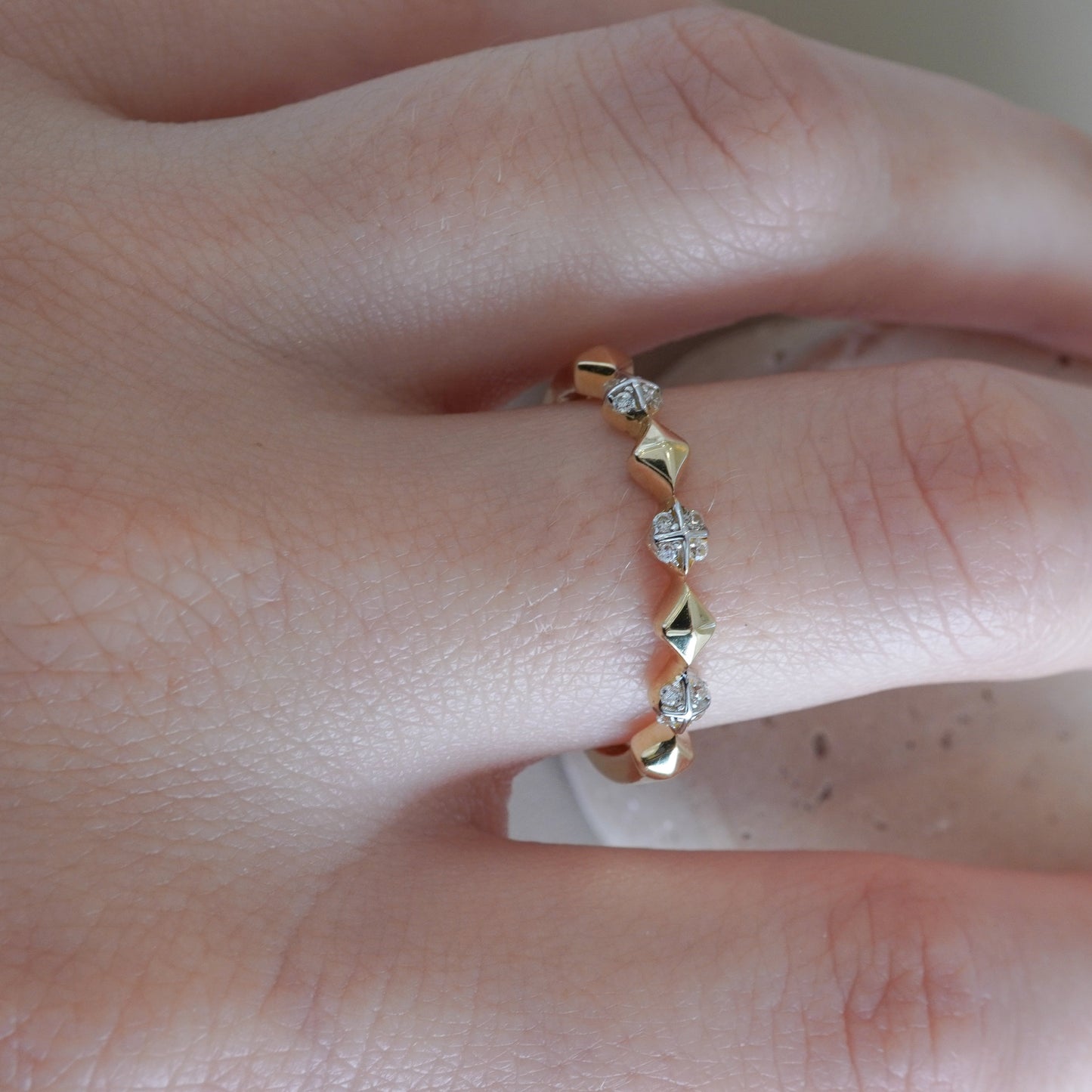 10k Yellow gold solitaire cubic zirconia ring-16131