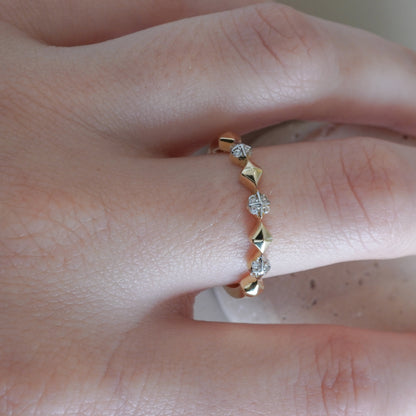 10k Yellow gold solitaire cubic zirconia ring-16131