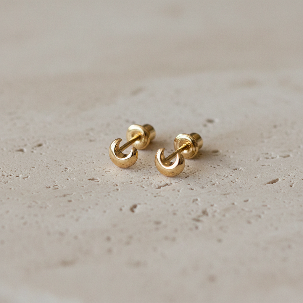 14Kt Baby Moon Earrings - 17350