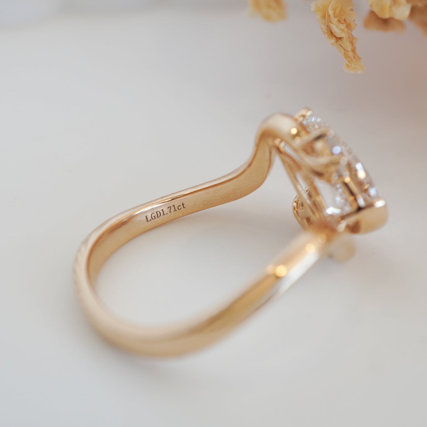 14kt Pear-Cut Lab Diamond Ring-
