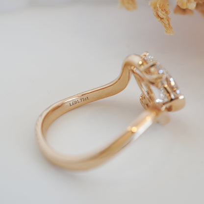 14kt Pear-Cut Lab Diamond Ring-