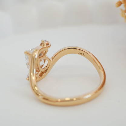 14kt Pear-Cut Lab Diamond Ring-