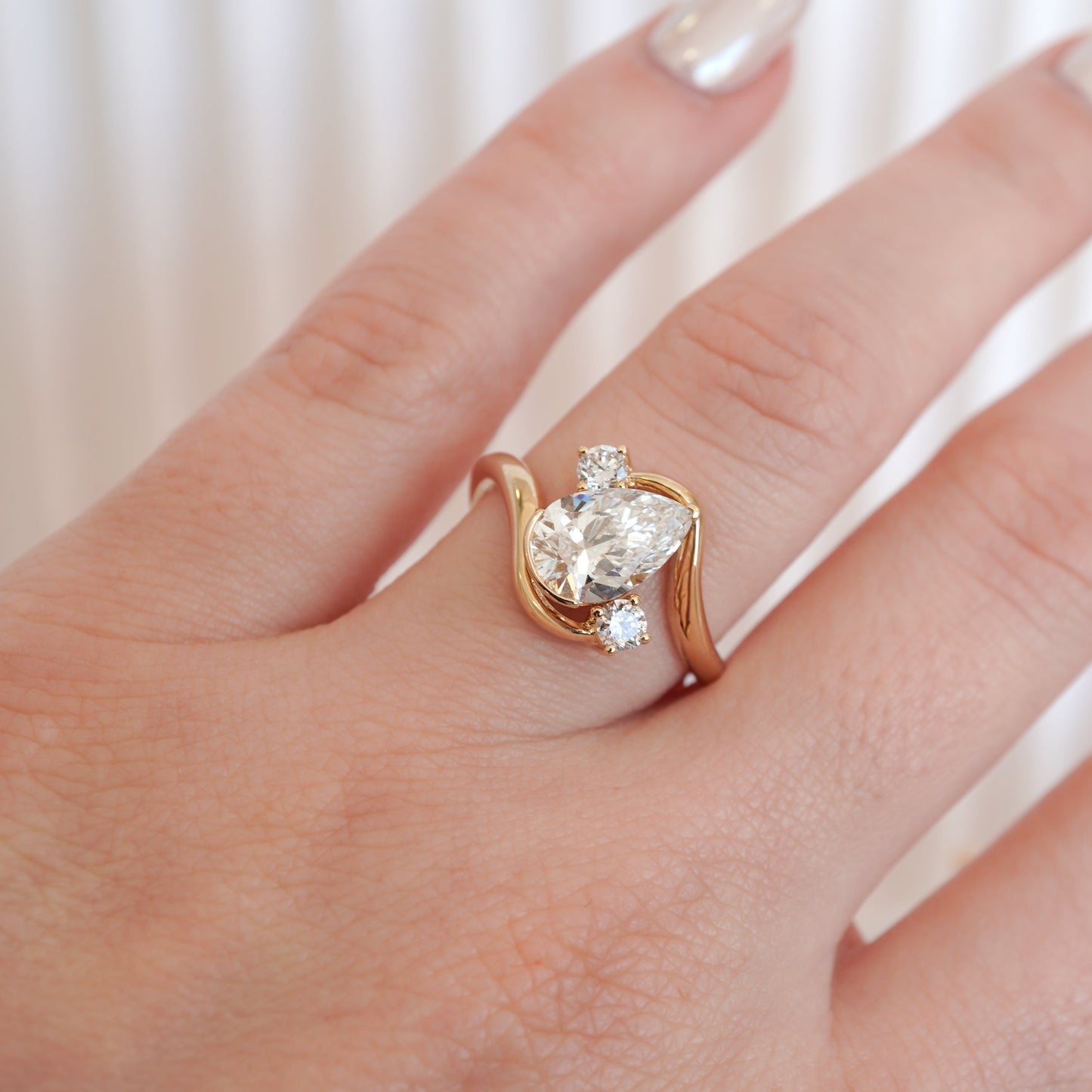 14kt Pear-Cut Lab Diamond Ring-