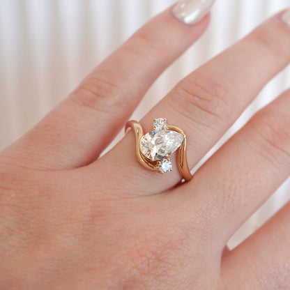 14kt Pear-Cut Lab Diamond Ring-