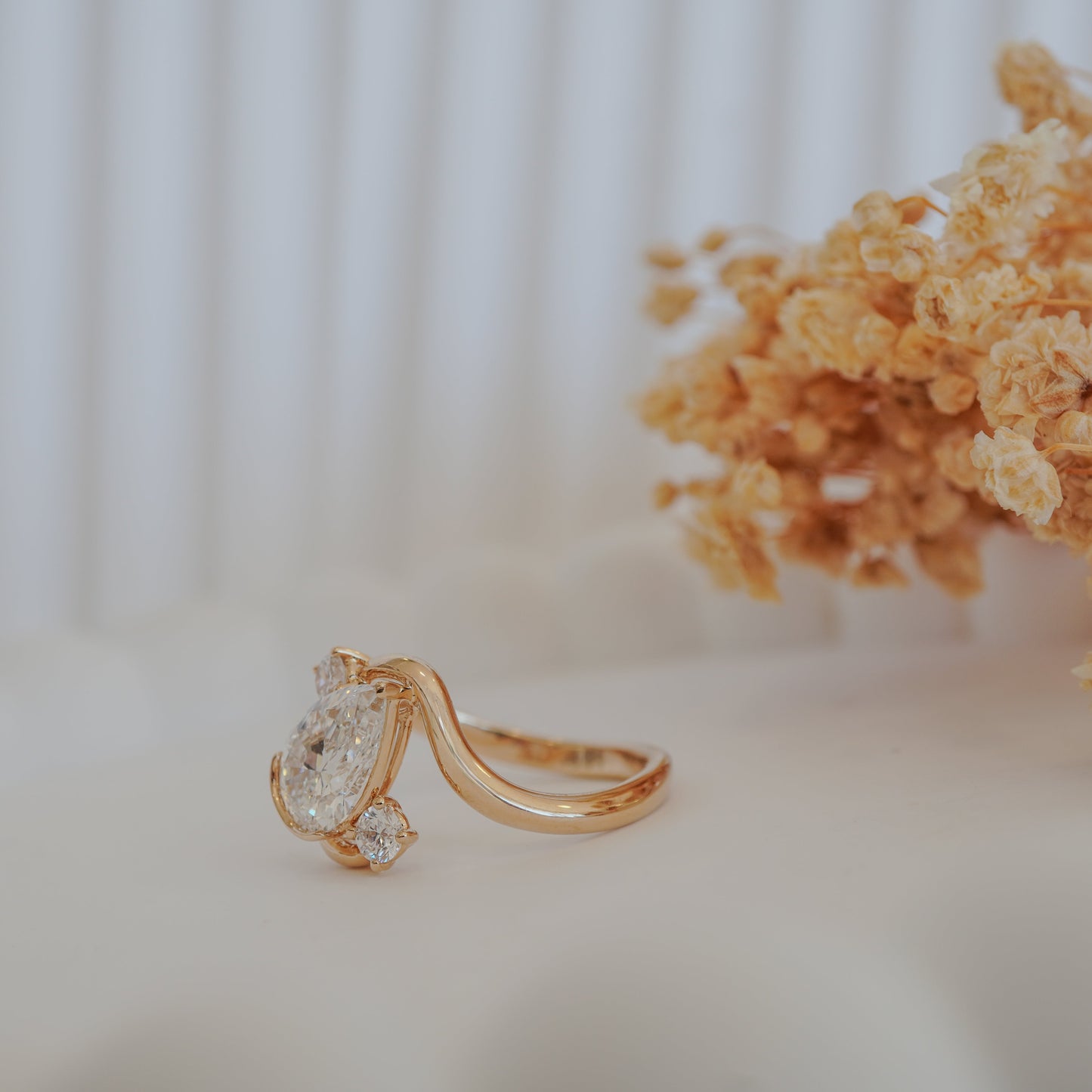 14kt Pear-Cut Lab Diamond Ring-