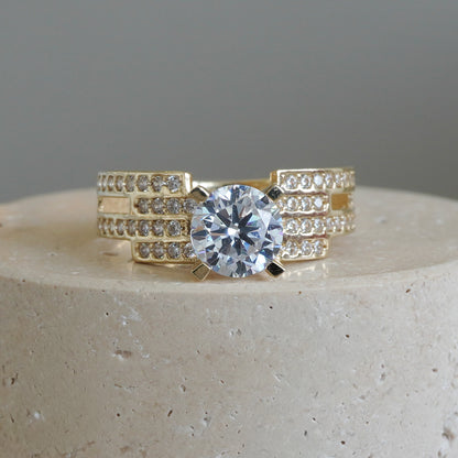 14k Yellow gold ring with cubic ziconia-16159