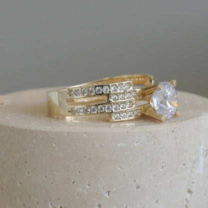 14k Yellow gold ring with cubic ziconia-16159