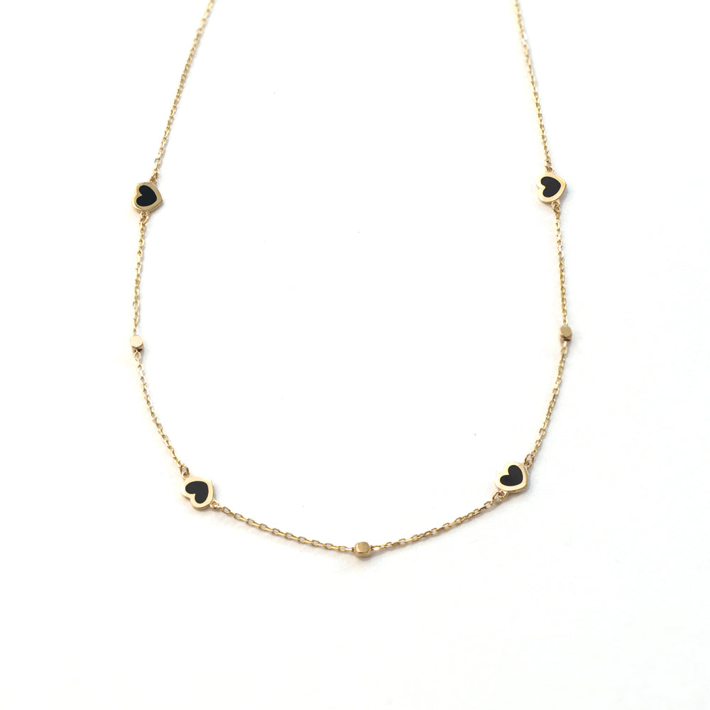 Black hearts choker 14KT - 16674