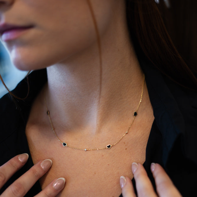 Black hearts choker 14KT - 16674