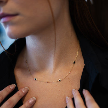 Black hearts choker 14KT - 16674