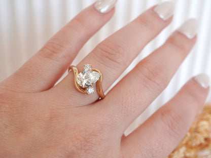 14kt Pear-Cut Lab Diamond Ring-